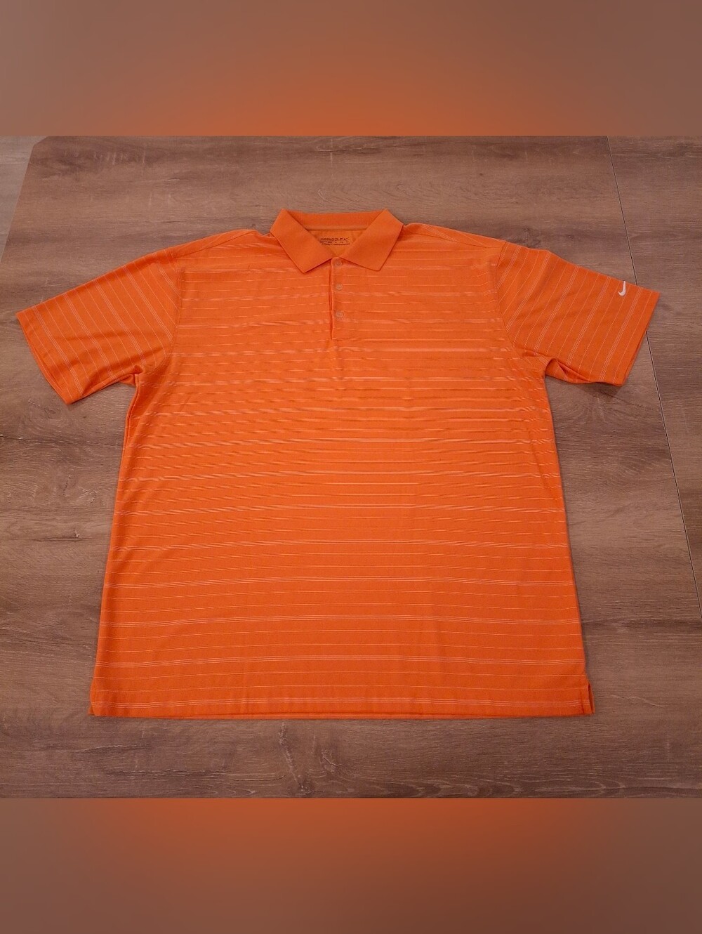 Nike Golf FIT DRY Striped Polo Shirt Men's XL Orange